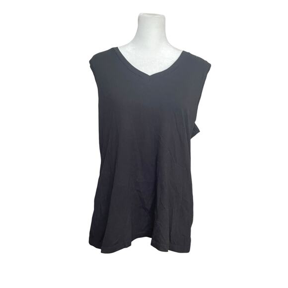 Norma Kamali Women's Tank Top Black XL Organic Cotton‎ V-Neck Capsule Minimalist - Picture 1 of 7